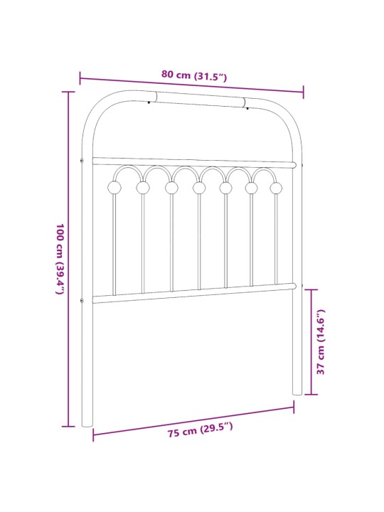 Metallist voodipeats, valge, 75 cm