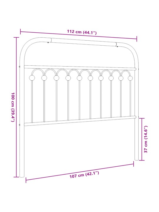 Metallist voodipeats, valge, 107 cm