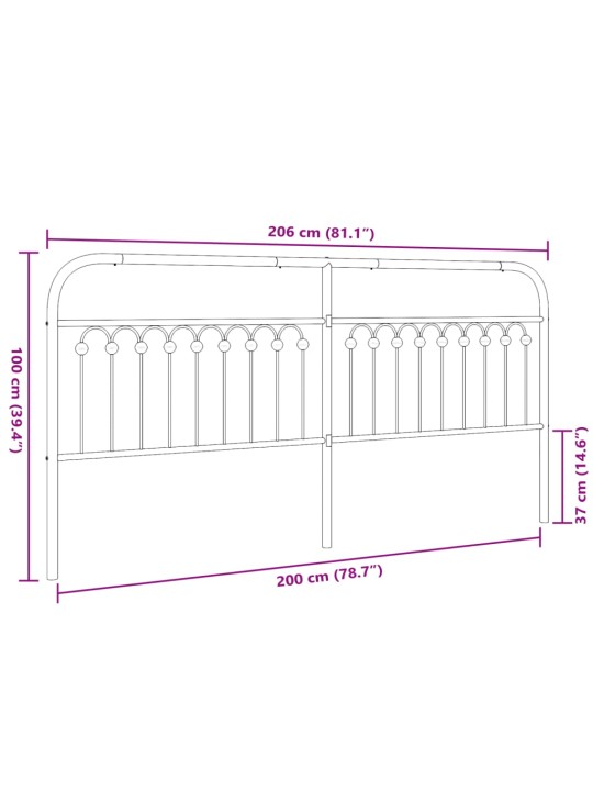 Metallist voodipeats, valge, 200 cm