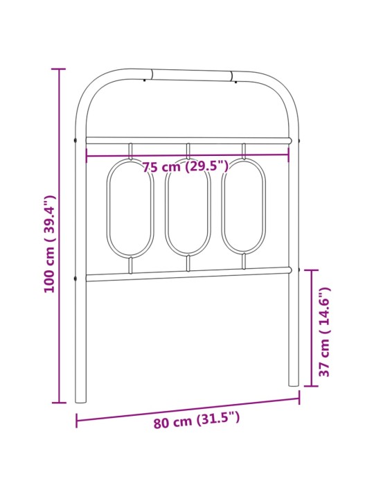 Metallist voodipeats, must, 75 cm