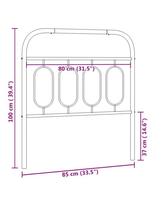 Metallist voodipeats, must, 80 cm