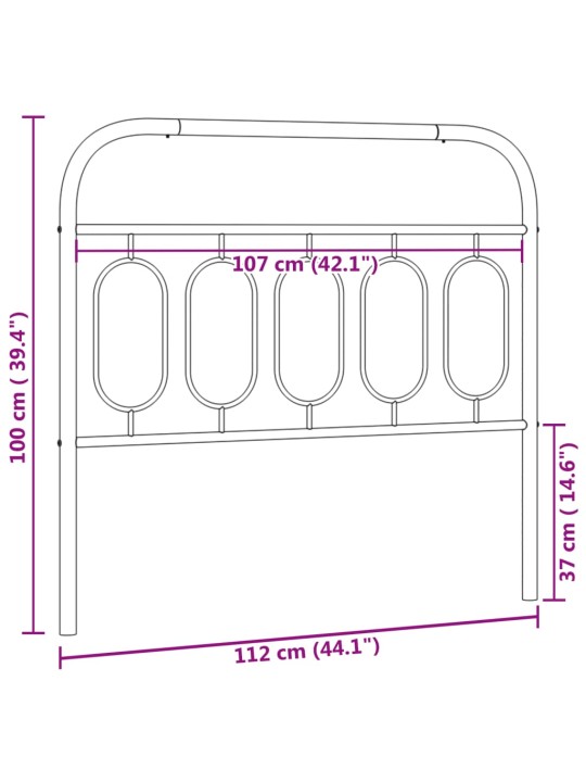 Metallist voodipeats, must, 107 cm