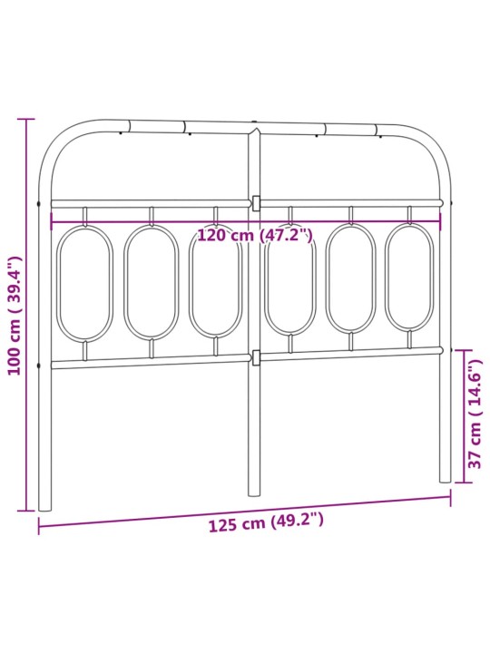 Metallist voodipeats, must, 120 cm