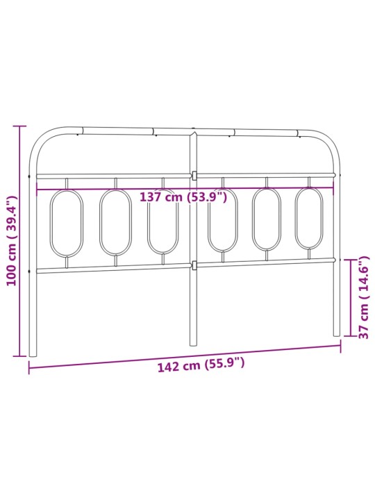 Metallist voodipeats, must, 137 cm