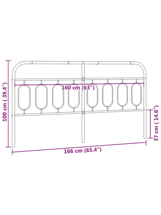 Metallist voodipeats, must, 160 cm