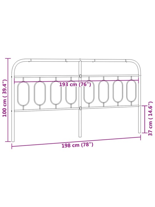 Metallist voodipeats, must, 193 cm