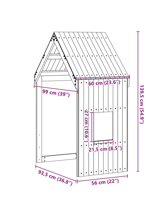 Lastevoodi katus, valge, 60 x 99 x 139,5 cm, männipuit