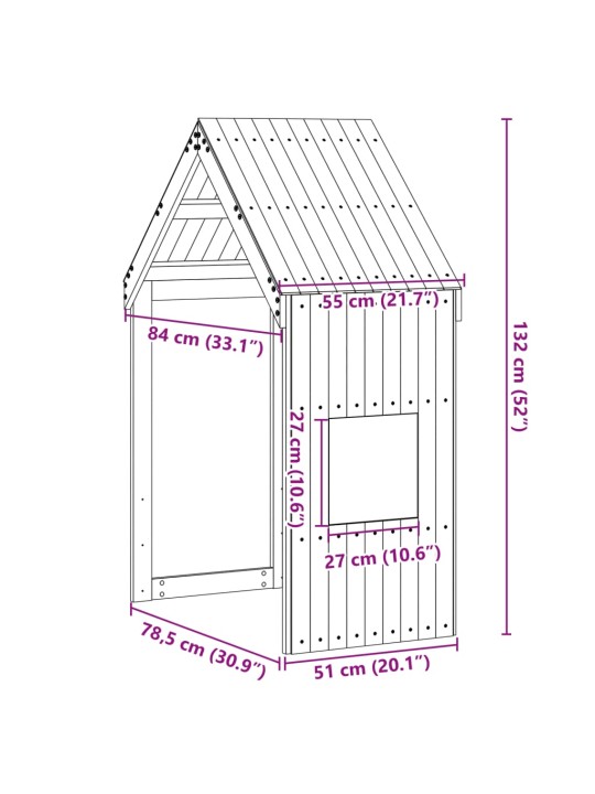 Lastevoodi katus, vahapruun, 55 x 84 x 132 cm, männipuit