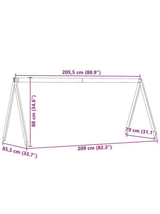 Lastevoodi katus, vahapruun, 209 x 85,5 x 88 cm, männipuit