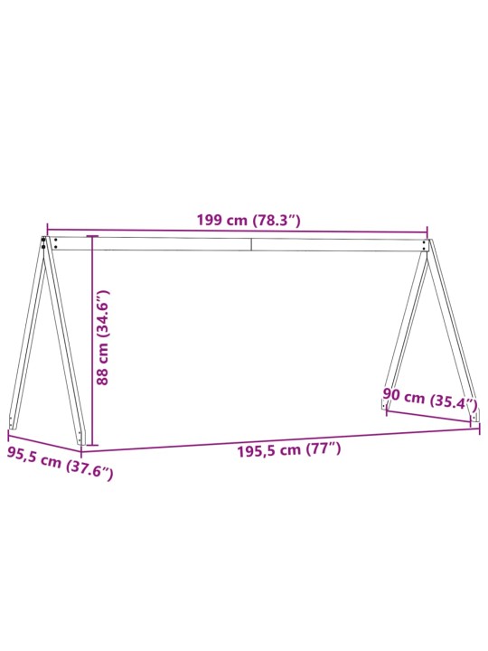 Lastevoodi katus, vahapruun, 199 x 95,5 x 88 cm, männipuit