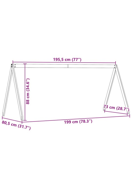 Lastevoodi katus, vahapruun, 199 x 80,5 x 88 cm, männipuit