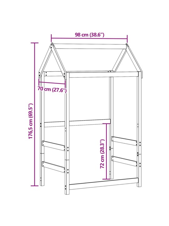 Lastevoodi katus, vahapruun, 98 x 70 x 176,5 cm, männipuit