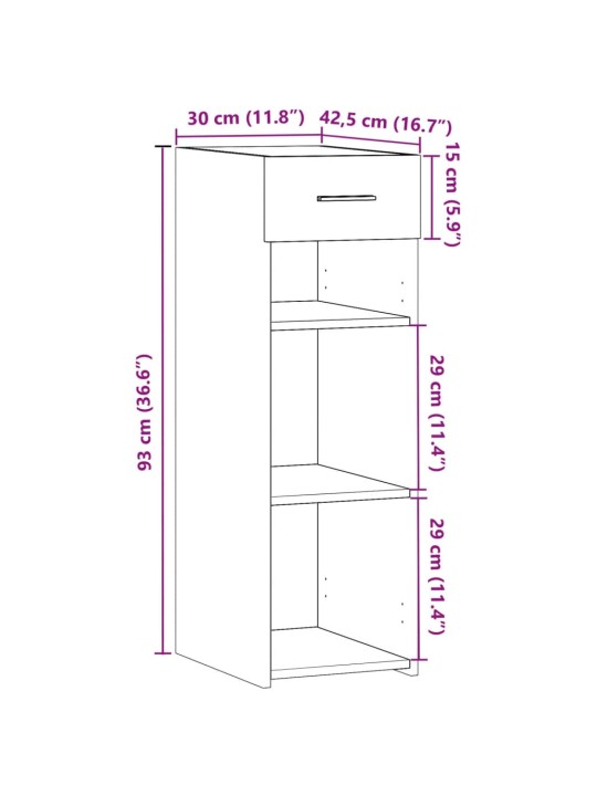 Puhvetkapp, hall sonoma tamm, 30x42,5x93 cm, tehispuit