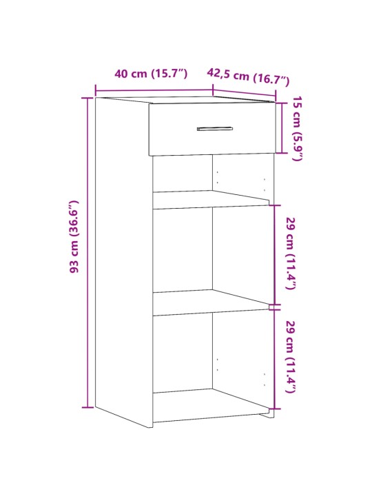 Puhvetkapp, hall sonoma tamm, 40x42,5x93 cm, tehispuit