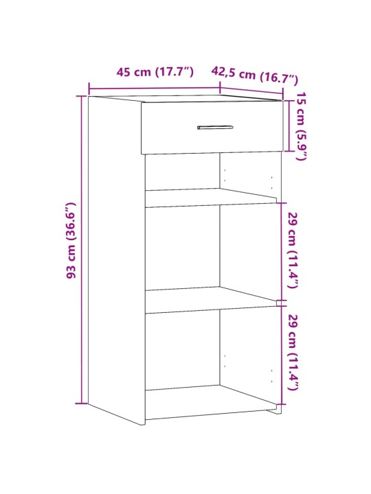 Puhvetkapp, hall sonoma tamm, 45x42,5x93 cm, tehispuit