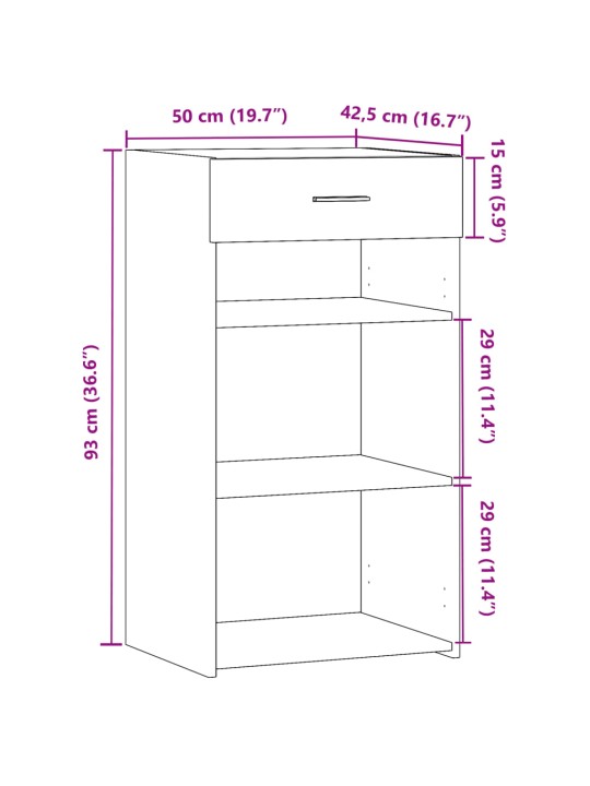 Puhvetkapp, hall sonoma tamm, 50x42,5x93 cm, tehispuit