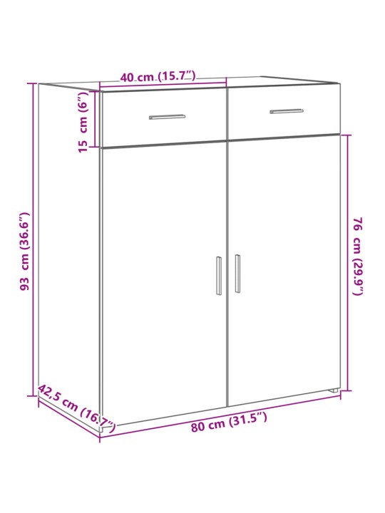 Puhvetkapp, suitsutatud tamm, 80x42,5x93 cm, tehispuit