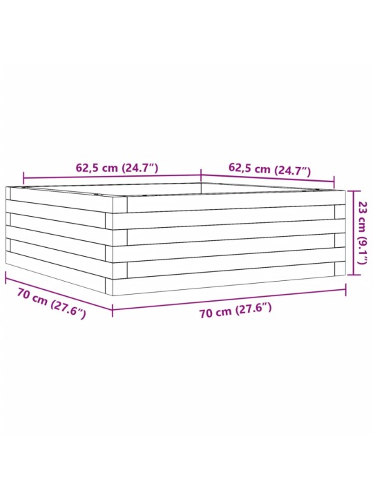 Aia taimekast, 70x70x23 cm, männipuit