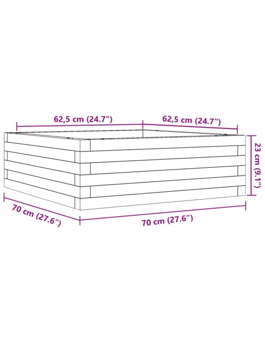 Aia taimekast, 70x70x23cm, ebatsuuga puit