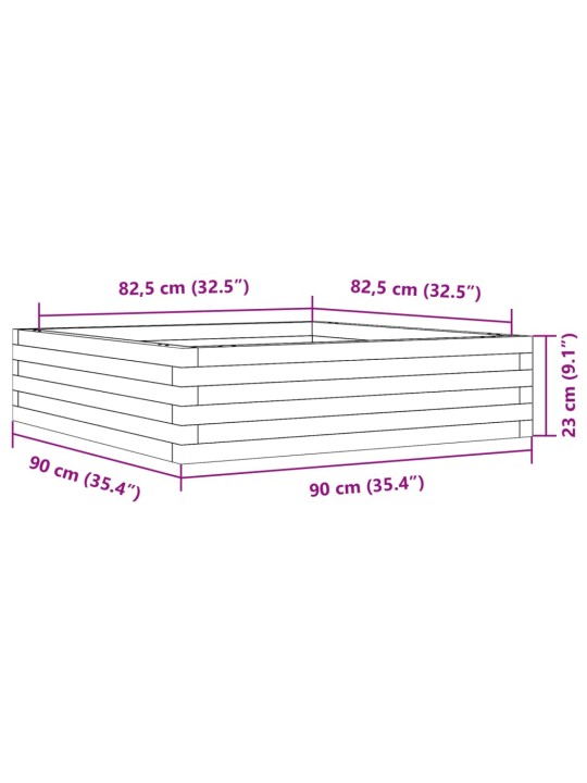 Aia taimekast, 90 x 90 x 23 cm, männipuit