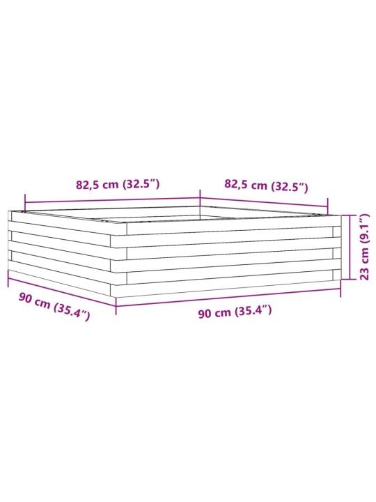 Aia taimekast, valge, 90 x 90 x 23 cm, männipuit