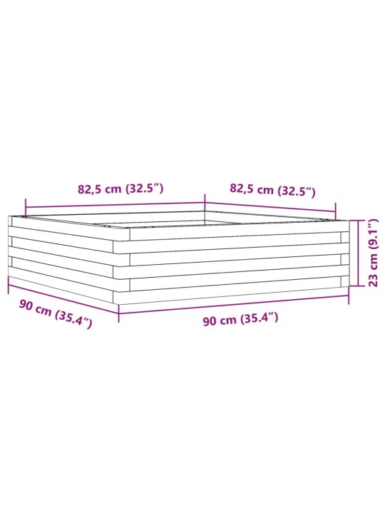 Aia taimekast, vahapruun, 90 x 90 x 23 cm, männipuit