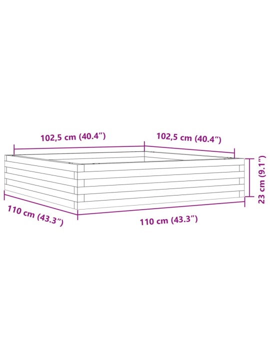 Aia taimekast, 110x110x23 cm, ebatsuuga puit