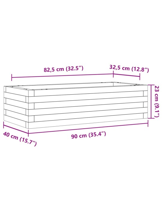 Aia taimekast, valge, 90 x 40 x 23 cm, männipuit