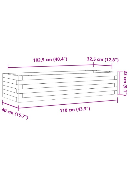 Aia taimekast, 110x40x23 cm, ebatsuuga puit