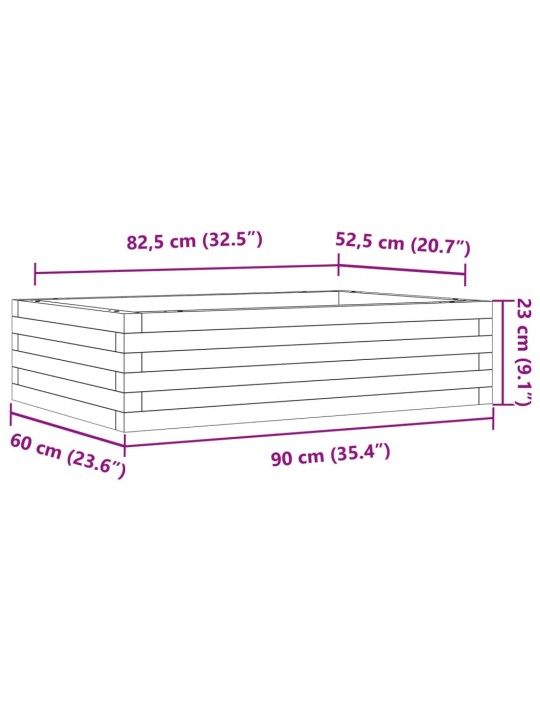 Aia taimekast, 90x60x23 cm, ebatsuuga puit