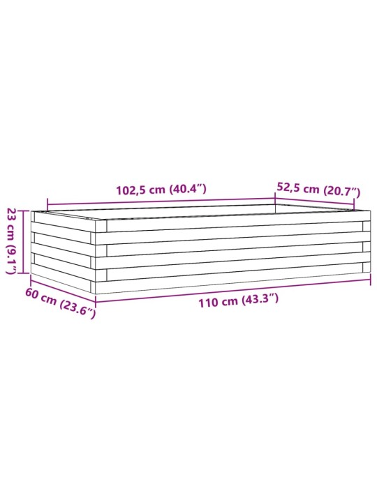 Aia taimekast, 110x60x23 cm, ebatsuuga puit