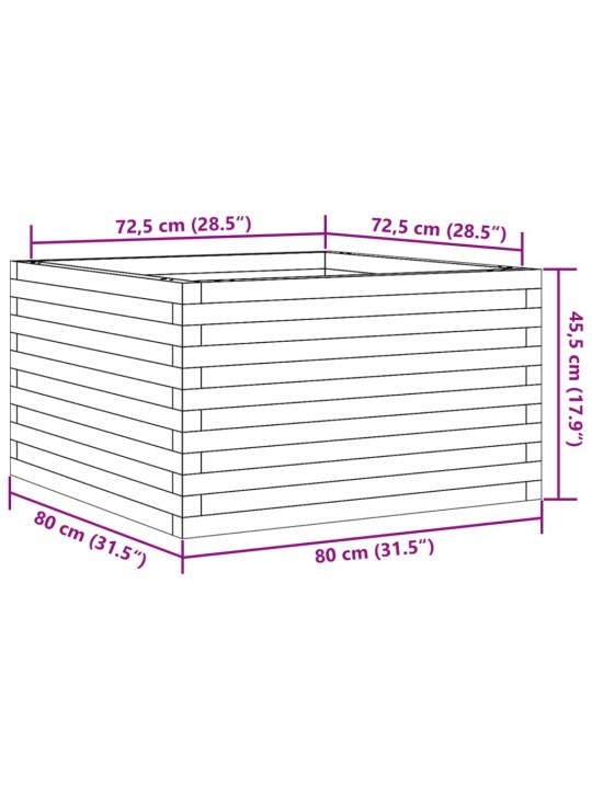 Aia taimekast, valge, 80x80x45,5 cm, männipuit