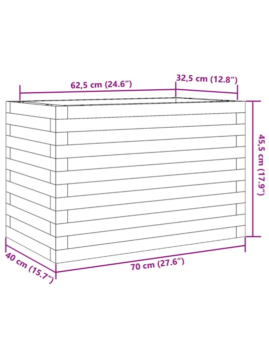 Aia taimekast, valge, 70x40x45,5 cm, männipuit