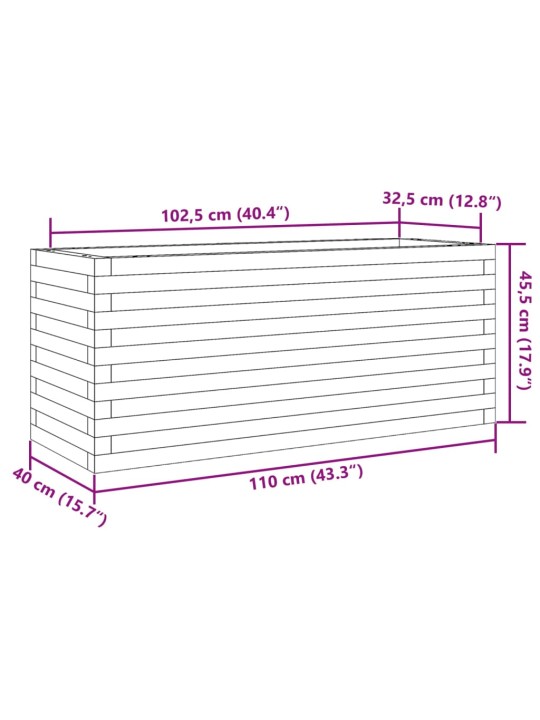 Aia taimekast, valge, 110x40x45,5 cm, männipuit