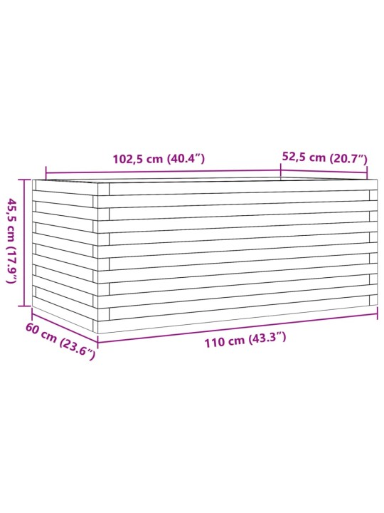 Aia taimekast, valge, 110x60x45,5 cm, männipuit