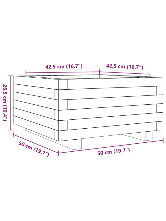 Aia taimekast, valge, 50x50x26,5 cm, männipuit