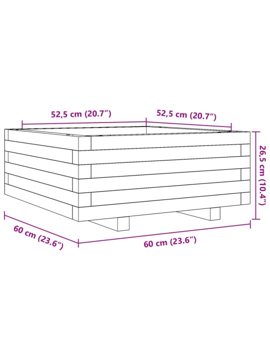 Aia taimekast, valge, 60x60x26,5 cm, männipuit