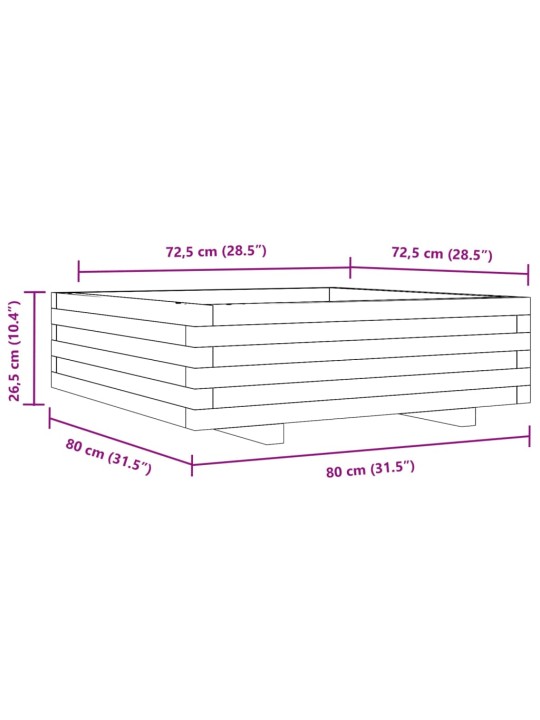 Aia taimekast, valge, 80 x 80 x 26,5 cm, männipuit