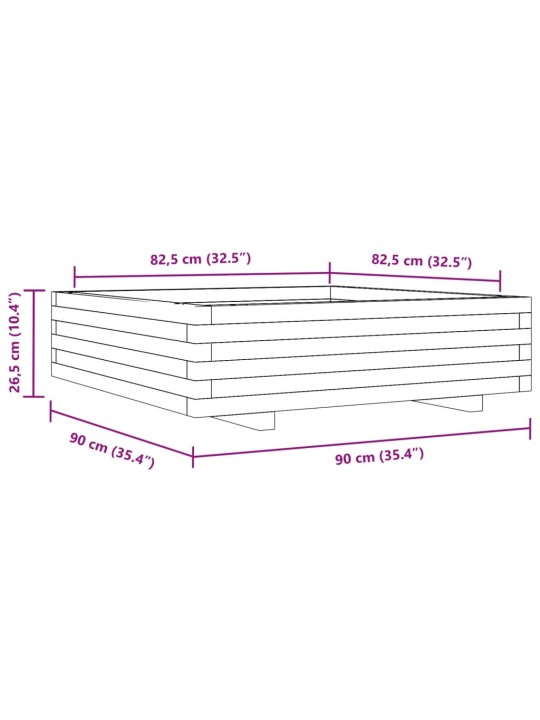 Aia taimekast, 90x90x26,5 cm, männipuit