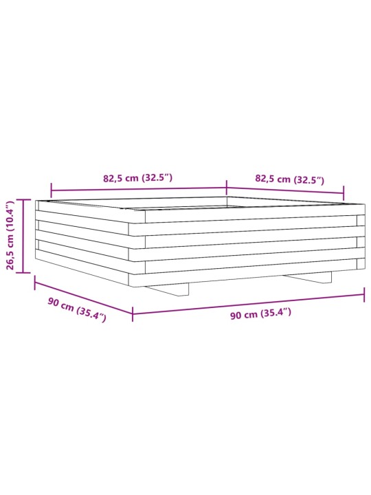 Aia taimekast, valge, 90 x 90 x 26,5 cm, männipuit