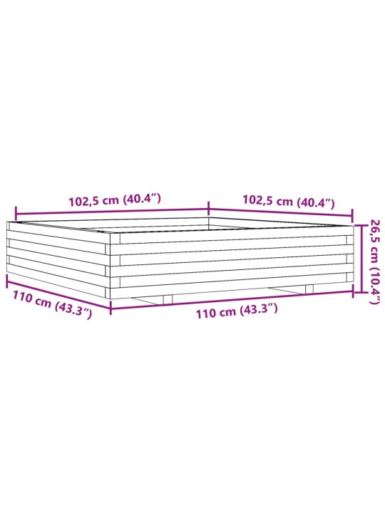 Aia taimekast, 110 x 110 x 26,5 cm, ebatsuuga puit