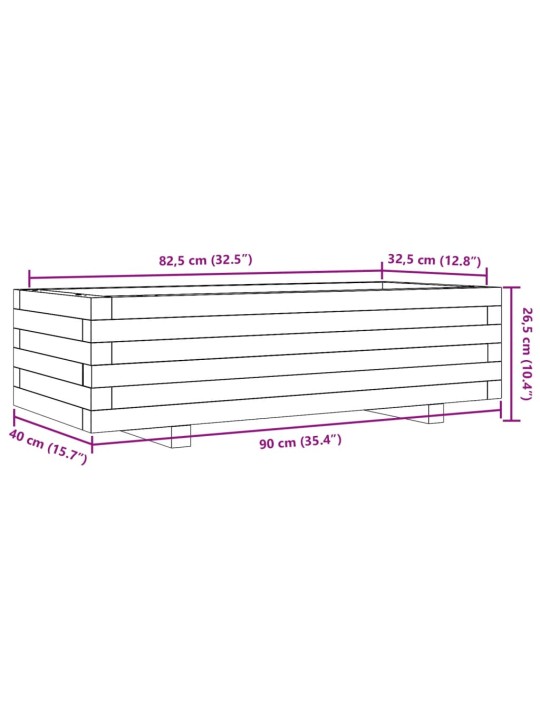 Aia taimekast, valge, 90 x 40 x 26,5 cm, männipuit