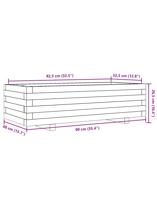 Aia taimekast, 90 x 40 x 26,5 cm, immutatud männipuit