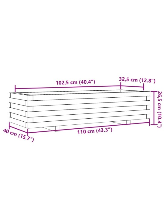 Aia taimekast, 110 x 40 x 26,5 cm, männipuit