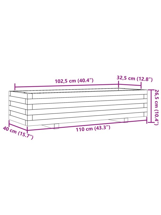 Aia taimekast, valge, 110 x 40 x 26,5 cm, männipuit