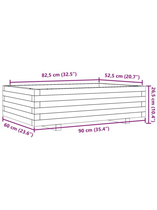 Aia taimekast, valge, 90 x 60 x 26,5 cm, männipuit