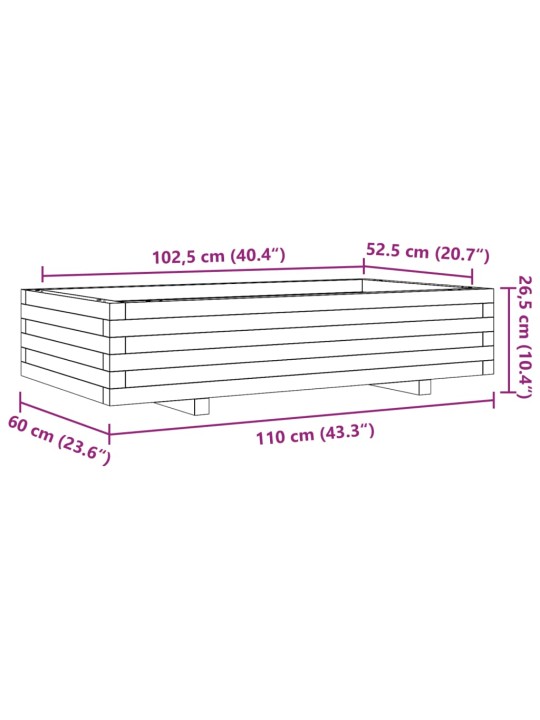 Aia taimekast, 110 x 60 x 26,5 cm, männipuit