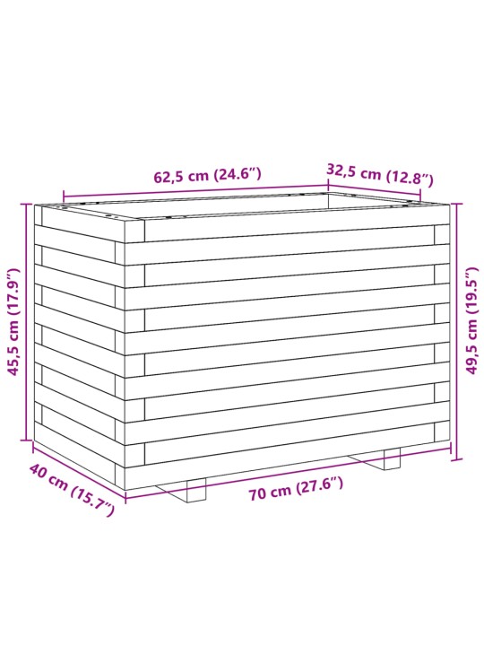 Aia taimekast, 70x40x49,5 cm, ebatsuuga puit