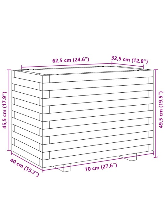 Aia taimekast, 70x40x49,5 cm, immutatud männipuit