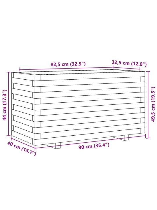 Aia taimekast, valge, 90x40x49,5 cm, männipuit